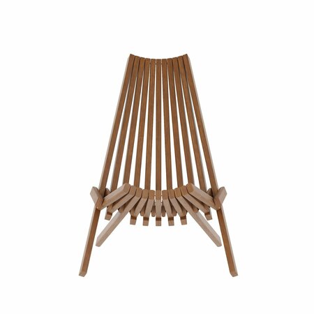 Flash Furniture Delia Indoor/Outdoor Folding Acacia Wood Chair, Low Profile Lounge for Patio, Porch, Garden, Brown LTS-0441-BR-GG